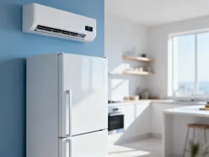 Nowoczesna kuchnia z wbudowanym piekarnikiem i płytą indukcyjną marki Amica w minimalistycznym wnętrzu.