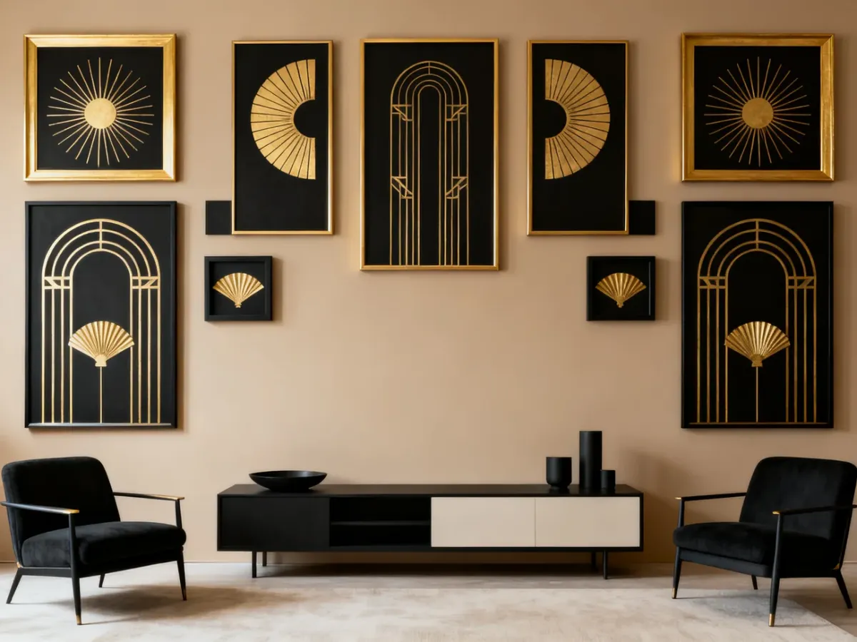 Harmonijna galeria ścienna w stylu art deco