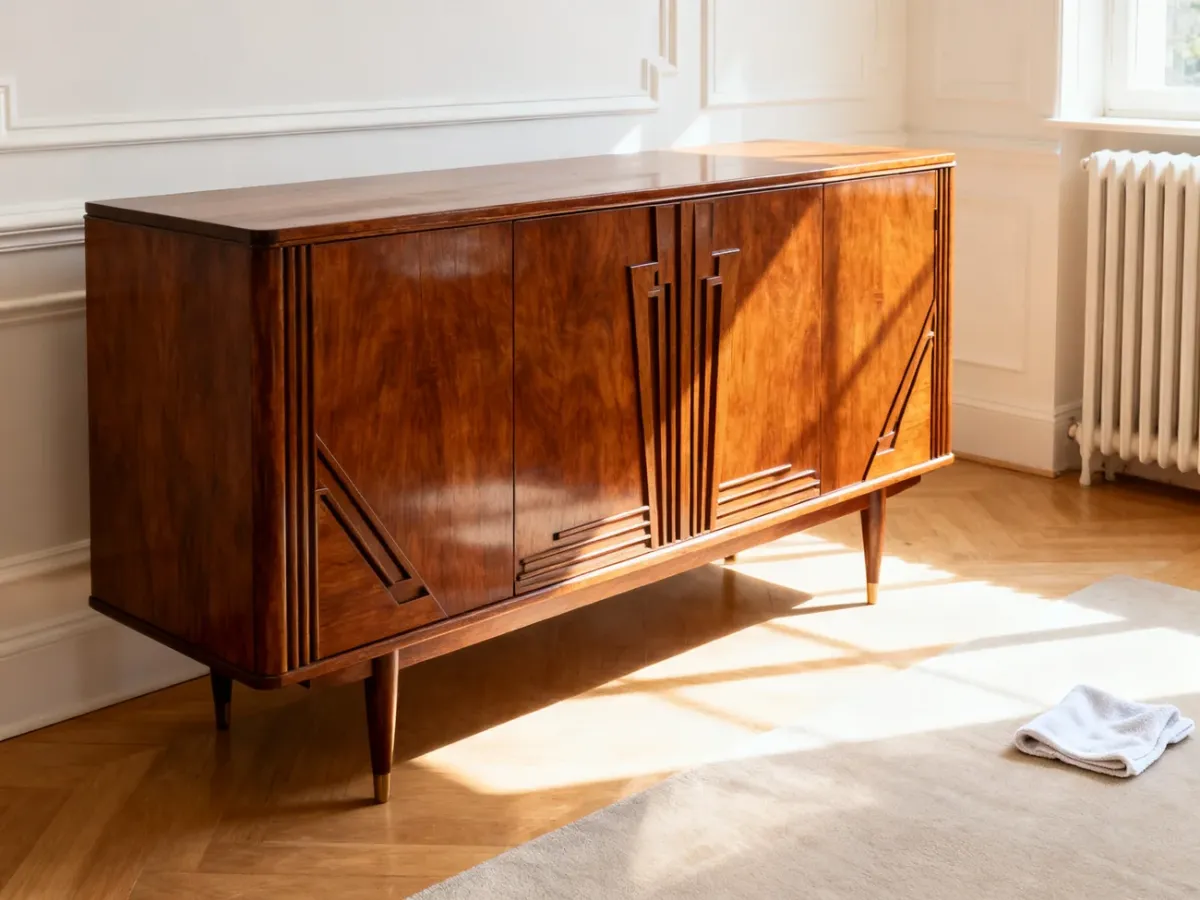 Restored Art Deco sideboard placed safely in a well-maintained interior