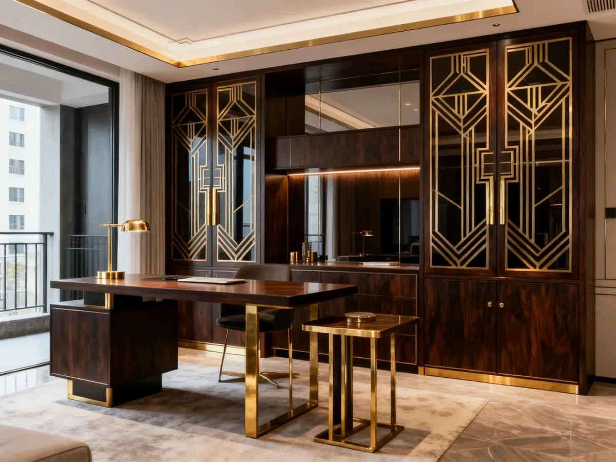 Zestaw mebli inspirowanych stylem art deco w nowoczesnym wnętrzu