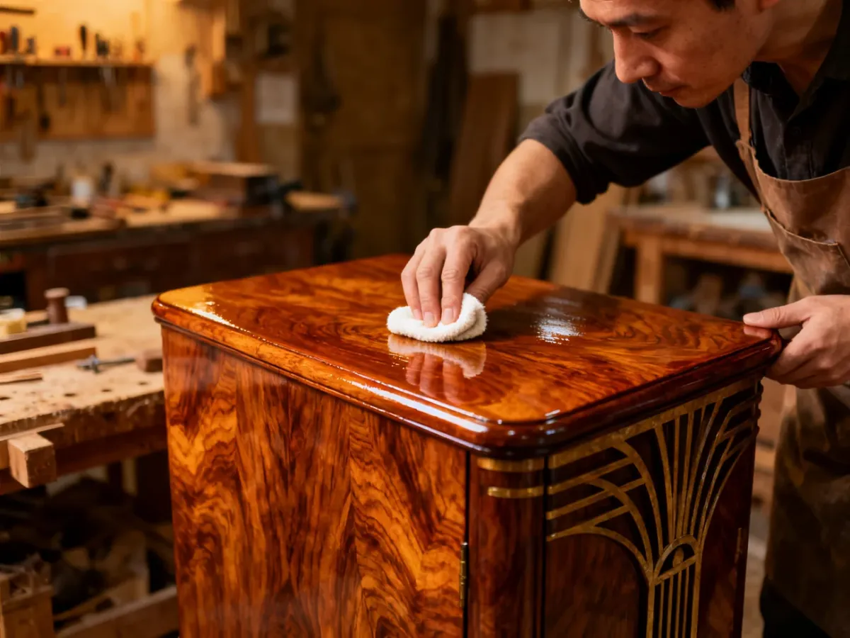 Nakładanie politury szelakowej na fornirowany mebel Art Deco