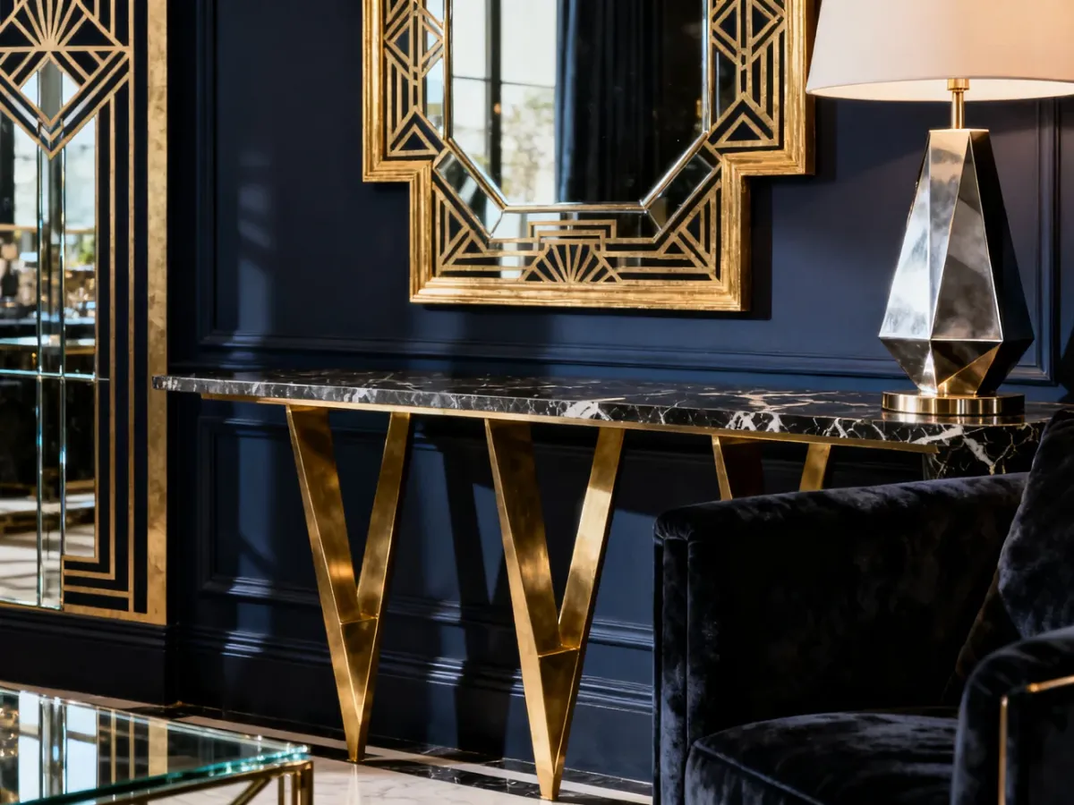 Detale metaliczne w eleganckim wnętrzu art déco