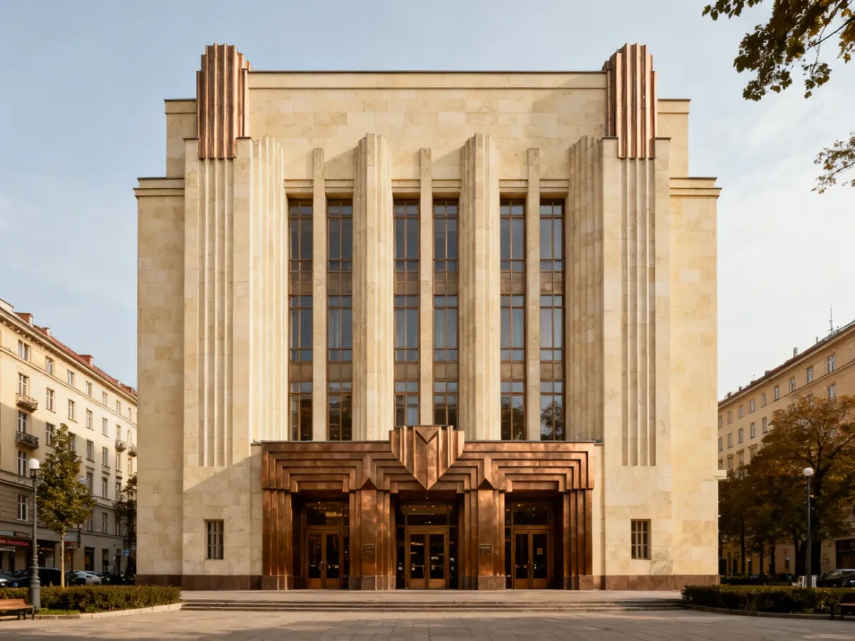 Warszawski gmach handlowy w stylu art déco z geometryczną fasadą